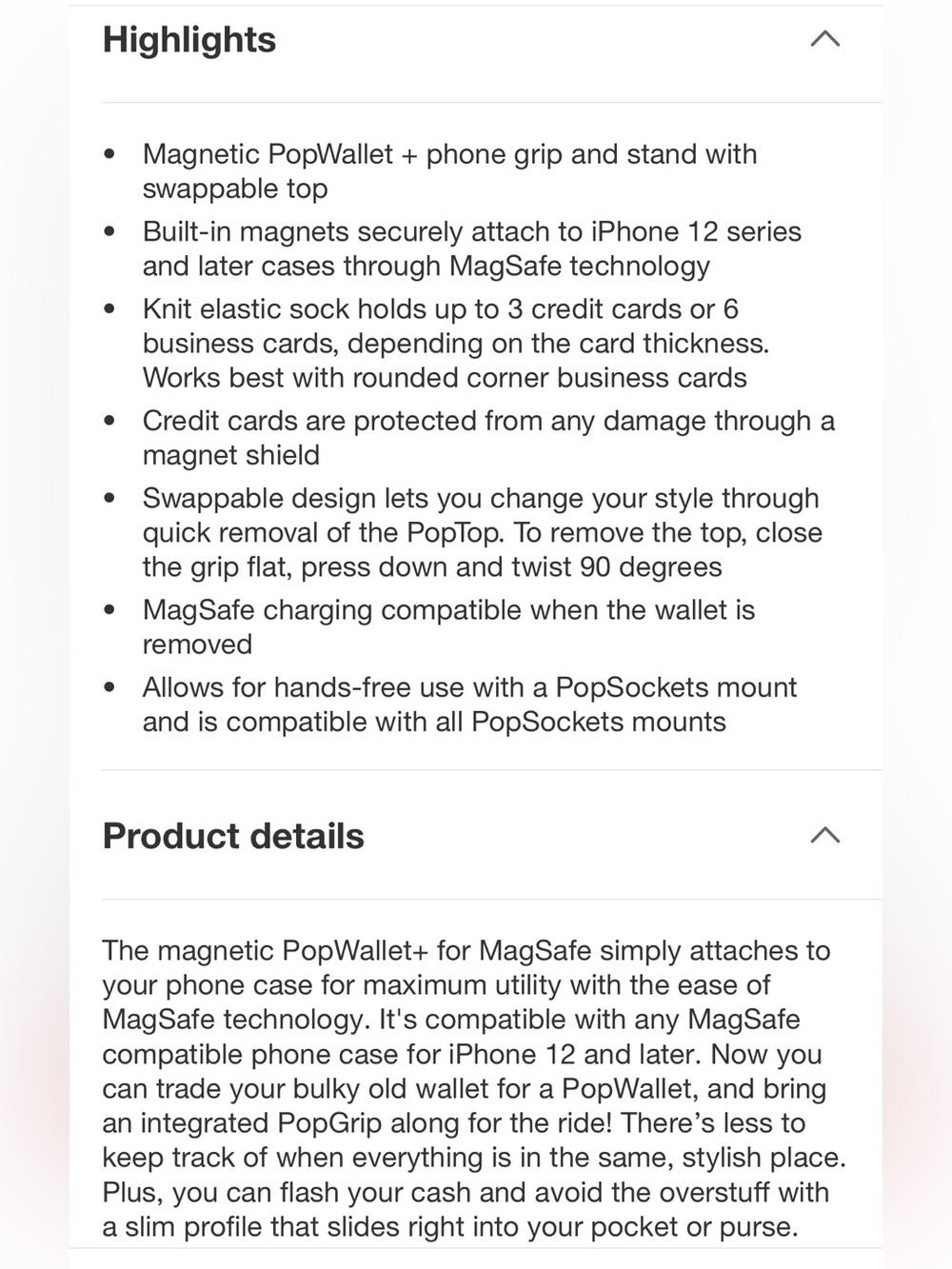 NIB PopSockets Magnetic Phone Wallet with Grip and MagSafe, in Blank Fresh - Picture 3 of 10